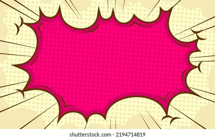 Comic pop art pink background with cloud frame