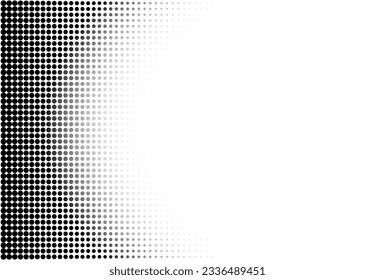 Gradiente radial de arte pop cómico. Patrón de puntos blanco y negro con efecto de semitono. Medio tono de fondo desvanecido. Cartel de duotone de dibujos animados. Fondo monocromo. Marco de gradación de anime. Ilustración del vector