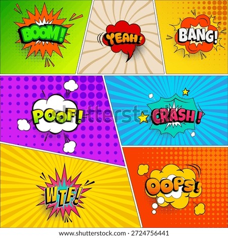 comic pop art sound effects speech bubbles colorful set