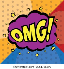 Comic pop art speech bubble with text OMG. 