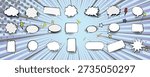 Comic pop art speech bubbles colorful backgrounds set Comic Book Speech Bubbles Pop Art Text Balloons Blank Dialog Boxes