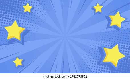 comic pop art with star background isolated on blue