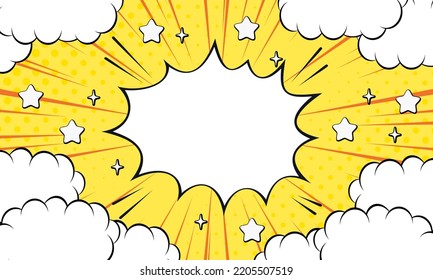 Comic pop art pop art star burst yellow background
