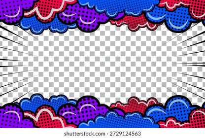 Comic pop art style background with halftones. Retro style vector cartoon illustration. Design for comic books, posters, and banners.