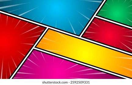 Comic pop art style blank layout template. Vector illustration.