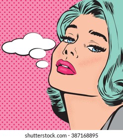COMIC POP ART STYLE WOMAN CHARACTER. Editable vector illustration file.