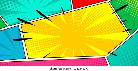 Comic pop art. Trendy Colorful retro vintage background in pop art retro comic style. Illustration easy editable