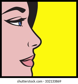 Comic pop art vector illustration of woman