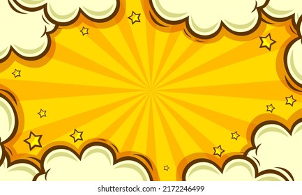 fondo amarillo de arte pop cómico con ilustración en la nube 