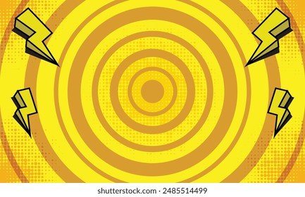 Comic Pop Art gelber Hintergrund mit Donner-Design