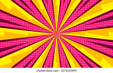 Comic pop art yellow and pink radial background