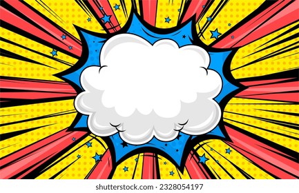 Comic pop art zoom background with cloud