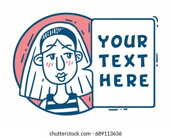 Comic portrait of a girl talking