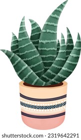 comic potted plant vector illustration 