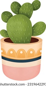 comic potted plant vector illustration 