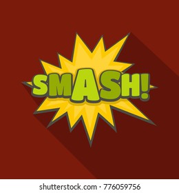 Comic pow smash text icon. Flat illustration of comic pow smash text vector icon for web