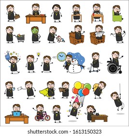 Comic Priest Monk - Set of Concepts Vector illustrations