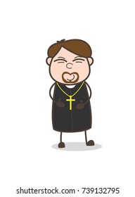 Comic Priest Smiling Face Expression Vector
