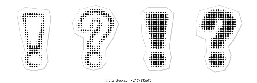 Comic question mark and exclamation point in pop art style illustration on transparent background