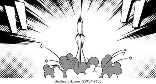 Comic radial explosion lines with speed effect for comic books. Superhero action, explosion background, manga speed frame, vector illustration