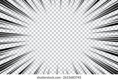 Comic radial explosion lines with speed effect for comic books. Superhero action, explosion background, manga speed frame.