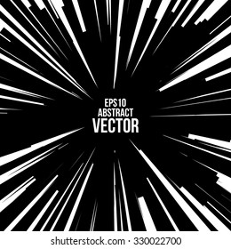 Comic Radial Speed Lines. Graphic Explosion with Speed Lines. Comic Book Design Element. Vector Illustration.