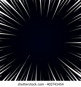 Comic Radial Speed Lines. Graphic Explosion with Speed Lines. Comic Book Design Element. Vector Illustration.