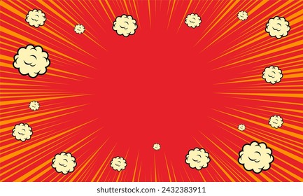Comic red bacakground with burst effect and cloud illustration