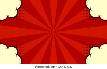 Comic red background with cloud