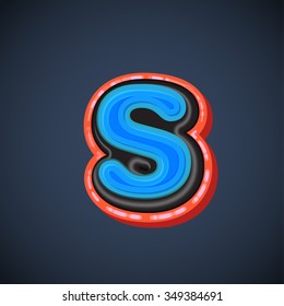Comic red and blue font, vector