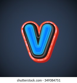 Comic red and blue font, vector