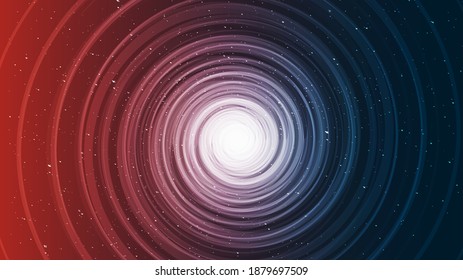 Comic Red and Blue Spiral Black Hole on Galaxy Background.planet and physics concept design,vector illustration.