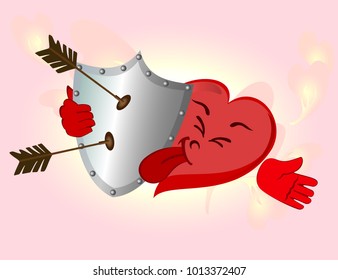 Comic red Heart to Valentine's Day. Emoji. EPS10 vector illustration