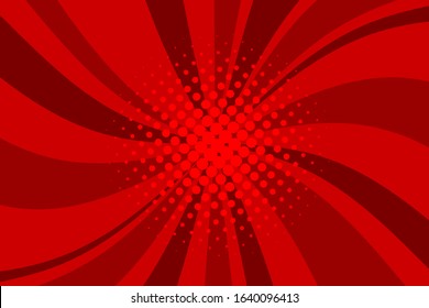 Comic red sunbeam background. Retro pop art style cartoon background. Vintage halftone vector illustration. Layout retro cartoon template. Comic book red superhero burst effect