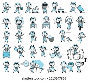 Comic Repairman Character - Collection of Concepts Vector illustrations