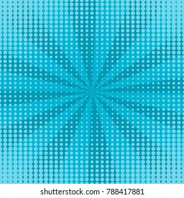 Comic retro background  gradient halftone pop art style. Vector illustration on blue background.