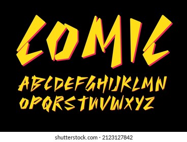 Comic retro font for comics, cartoon, superhero poster, logo of children goodies, toys, education book, modern tshirts. Vector typography design