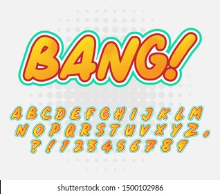 Comic retro font set. Alphabet letters & number in style of comics, pop art for title, headline, poster, comics, or banner design. Cartoon typography collection.