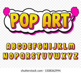 Comic retro font set. Alphabet letters & pop art style of comics, pop art for title, headline, poster, comics, or banner design. Cartoon typography collection.