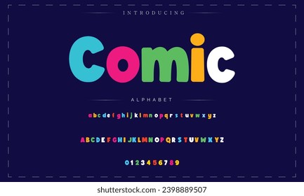 Comic retro font set. Alphabet letters  number in style of comics, pop art for title, headline, poster, comics, or banner design. Cartoon typography collection.