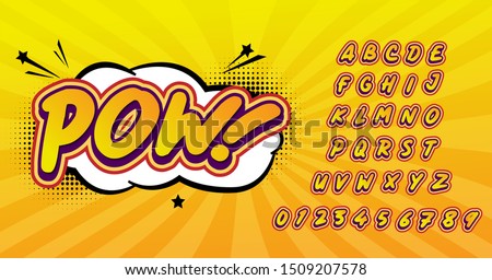 Comic retro font set. Alphabet letters & number in style of comics, pop art for title, headline, poster, comics, or banner design. Cartoon typography collection.