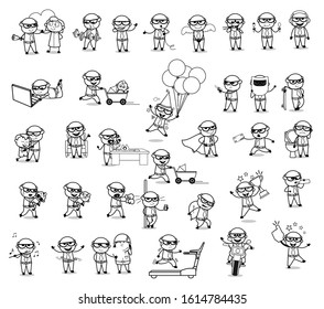 Comic Retro Old Boss - Set of Concepts Vector illustrations