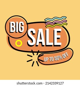 comic retro style advertising label with mega sale text. used for banner design