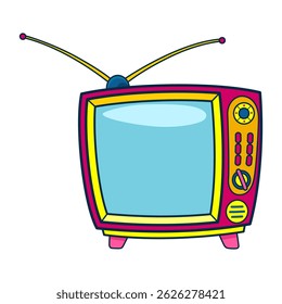 Comic retro tv icon in pop art retro comic style. Cartoon vintage 70s, 80s television. Vector illustration