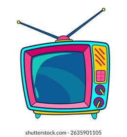 Comic retro tv icon in pop art retro comic style. Cartoon vintage 70s, 80s television. Vector illustration