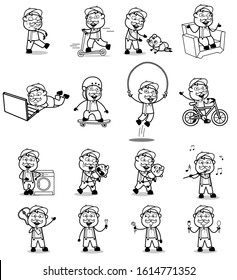 Comic Retro Vendor Character - Collection of Concepts Vector illustrations