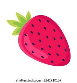 Ilustración vectorial de fresas jugosas de historietas maduras. Caricatura aislada sobre fondo blanco. Verano, concepto de vacaciones