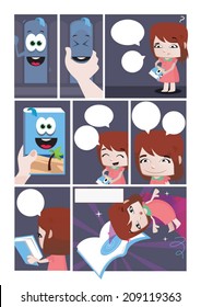 A comic scene with a girl