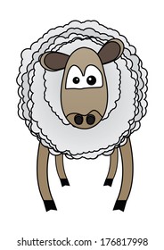 Comic sheep on a white background