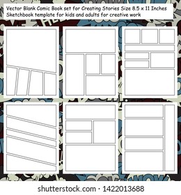 comic sketchbook pages set, vector